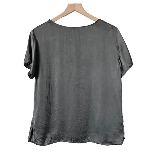 Anthropologie Lucy 100% Silk Tee Blouse in Charcoal Gray Size Medium - Picture 2 of 4